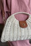 Marea Raffia Shell Crossbody Clutch Bag Light